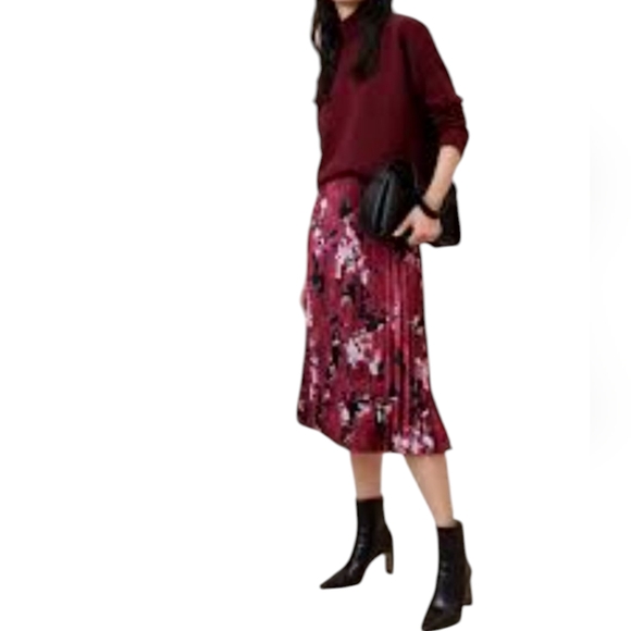 Banana Republic Midi Skirt Women's Plated Floral Print Size NWT